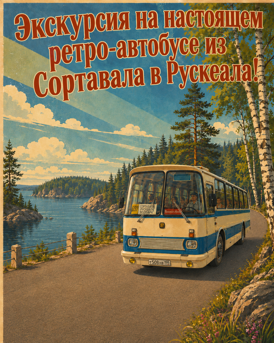 Экскурсия на ретро-автобусе ЛАЗ-699 из Сортавала в Рускеала